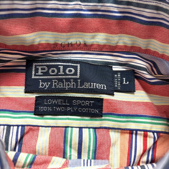 Polo Ralph Lauren Mens Lowell Sport Button Down Shirt Striped Sz L Pastel Color - Picture 3 of 6